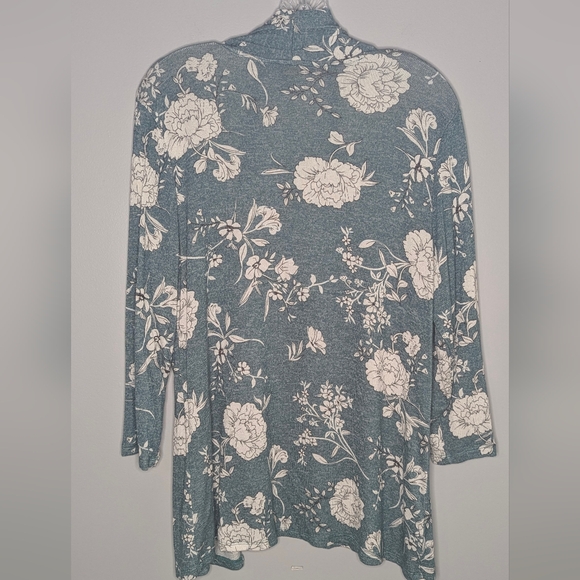 EUC✨ MIX BY 41 HAWTHORN green floral XL Sierra 3/4 Sleeve Cardigan - Picture 6 of 11